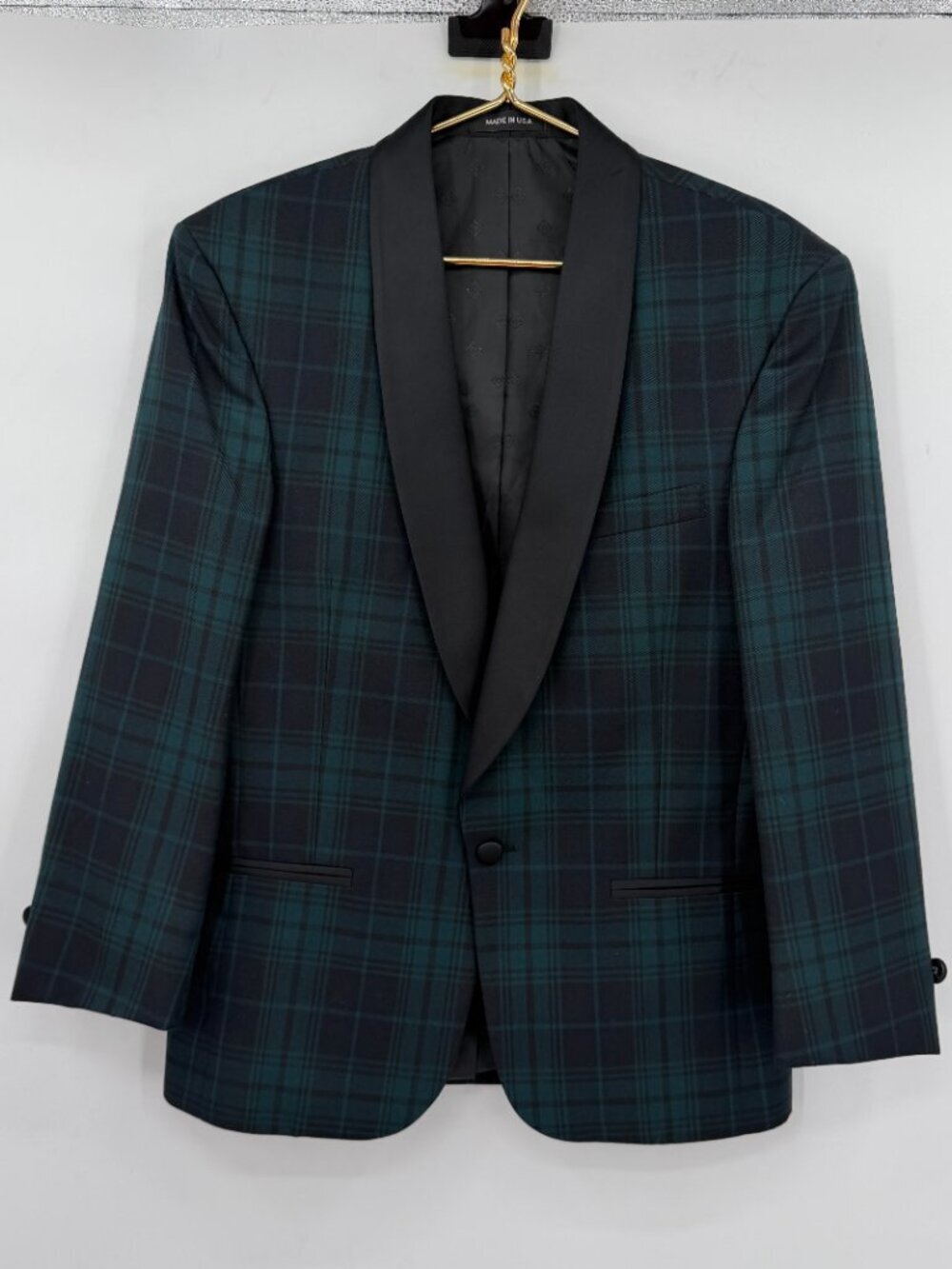 Formal Specialists Ltd Vge Black Watch Tartan Wool Blend Tuxedo Jacket 38S NWOT